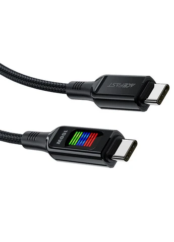 Кабель Type-C to Type-C 5A, 100W, 1.2m, nylon, zinc connectors, LED, (6974316282778) Acefast C7-03 (372679756)
