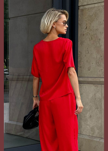Красная стильная блузка с коротким рукавом красного цвета Jadone Fashion