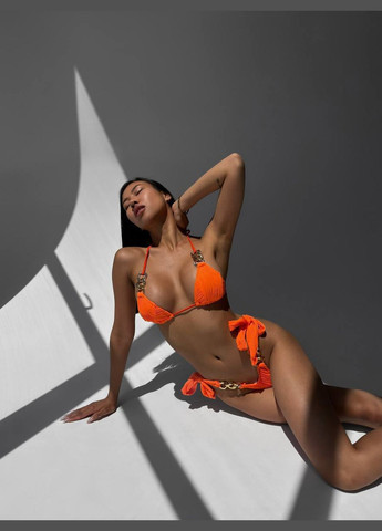 Помаранчевий демісезонний роздільний купальник на завязках роздільний Domino Купальник роздільний