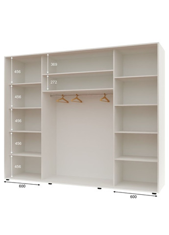 Шкаф-купе трехдверный Комфорт Мебель 260*60*240 см Белый 3 двери ДСП Макси Комфорт Меблі (360430752)