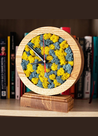 Часы настольные с мхом Украина. Флаг Украины Wood One (315725353)