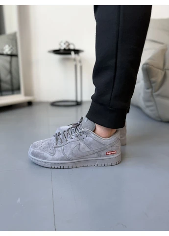 Серые летние кроссовки nike sb dunk x supreme triple grey найк сб данк No Brand