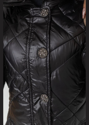 Чорна демісезонна куртка жіноча з поясом, колір чорний, Ager