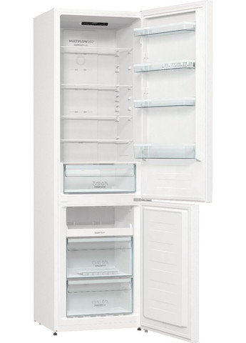 Холодильник з нижн. мороз. камерою NRK6201PW4, 200х60х60см, 2 двері, 235( 96)л, А+, NoFrost+, Зона св-ті, LED Диспл внутр,, Gorenje (364275240)