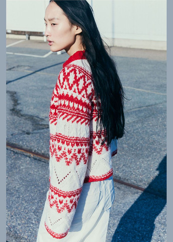 Комбінований демісезонний пуловер жаккардового кольору пуловер H&M