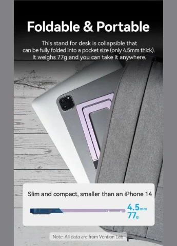 Тримач для телефону Portable Cell Phone Stand Holder for Desk Aluminum Alloy Type Gray (KCZH0) Vention (297469773)