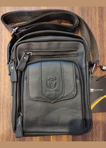 Сумка через плече шкіряна чоловіча DJB777, сумка месенджер з натуральної шкіри, барсетка, чорна BULLCAPTAIN DJB-777 (305571657)