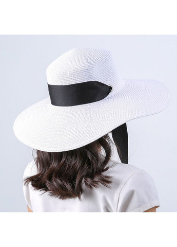 Капелюх з шировкими полями жіночий з стрічкою-завязкою папір білий ПЕРІС LuckyLOOK 735-194 (336025381)