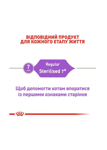 Корм для дорослих стерилізованих котів STERILISED 7+ (віком від 7 років) 1.5 кг Royal Canin (335841426)