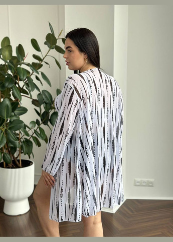 Чорно-білий літній купальник жіночий роздільний + туніка батал роздільний No Brand