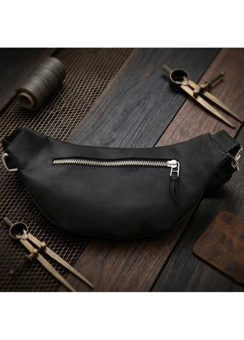 Бананка поясная унисекс винтажная 11144 Черная Grande Pelle (391770444)