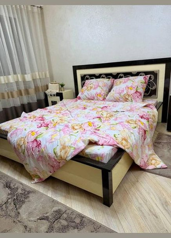 Постельное белье хлопковое Пивон керол Двуспальное Простынь на резинке 180x200х20 Бязь Белое 70 х 70 No Brand (332796755)