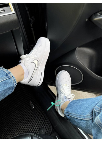 КРОСІВКИ ЖІНОЧІ NIKE AIR FORCE 1 WHITE BLACK SILVER НАЙК АІР ФОРС 1 ПРЕМІУМ No Brand чорні демісезони (368867672)