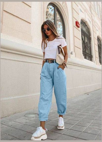 Жіночі джинси baggy колір блакитний р.56/58 453012 New Trend - (285710861)