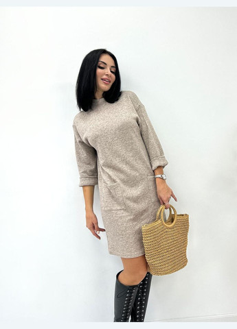 Кофейное теплое платье из двухсторонней ангоры Fashion Girl