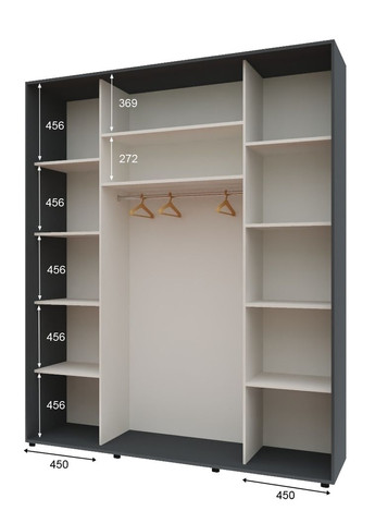 Шафа-купе тридверна 180*60*240 см Графіт 3 двері Дзеркало Максі Комфорт Меблі (360478617)