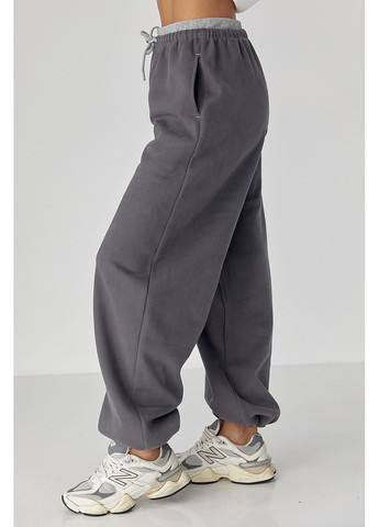 Широкі спортивні штани з начосом - світло-сірий колір Lurex (370601960)