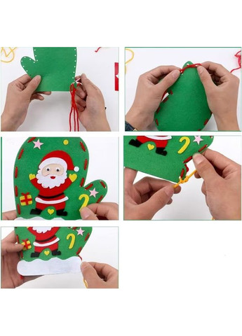 Набор для творчества из фетра, рождественская, новогодняя перчатка 4 пары. No Brand (372019623)