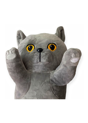 Кот батон 90 см с объемной мордочкой 3Д 3D мягкая игрушка антистресс подушка плюшевый котик обнимашка серый No Brand (289370331)