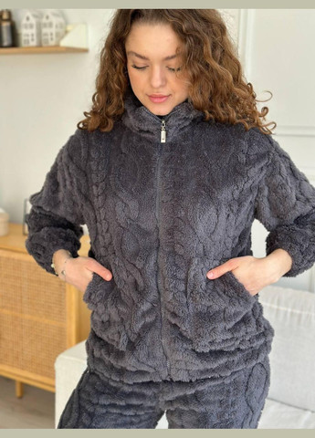 Темно-серая теплая женская пижама GT