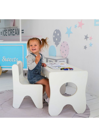Набор детской мебели столик с ящиком и стульчик 70×45×51, стол и стул для детей, белый No Brand (364237377)