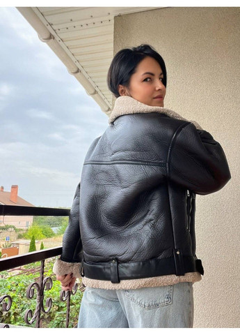 Дублянка жіноча 264 подовжена оверсайз хутро пілот блискавки з ременем AFTF BASIC (304291650)