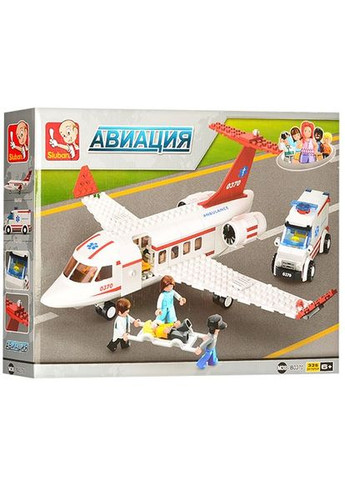 Конструктор "Авиация": скорая помощь, самолет, машина, фигурки, 335 дет Sluban (323436721)