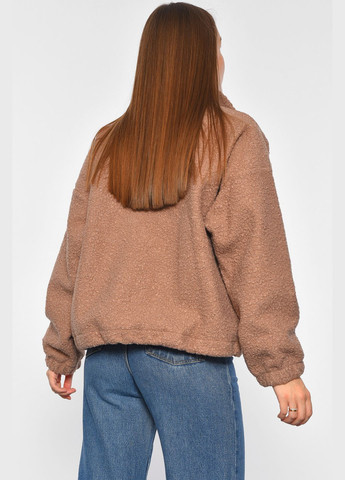 Бежевий демісезонний кофта жіноча на блискавці кольору мокко пуловер Let's Shop