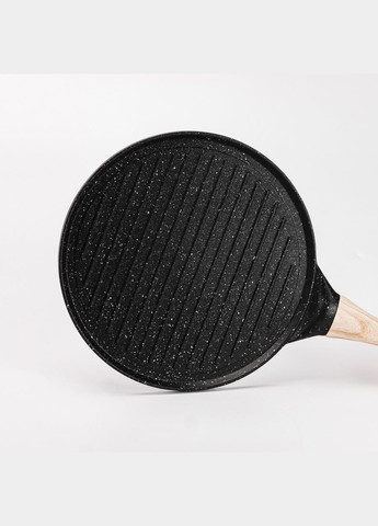 Сковорода гриль кругла Ø 26.5 см низька з гранітним покриттям чорна Breakfast (315636572)