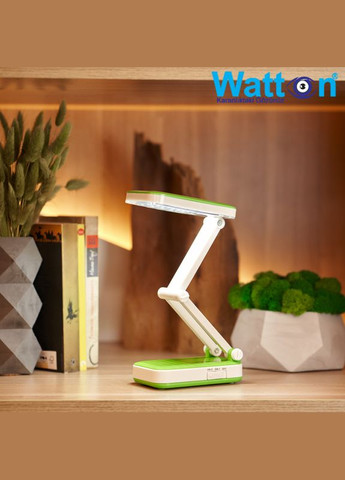 Настольная светодиодная аккумуляторная лампа на гибкой ножке WT-006 Зеленый и лампа на батарейках в подарок! Watton (317590647)