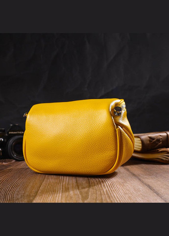 Яркая женская сумка через плечо из натуральной кожи 22116 Желтая Vintage (298570095)
