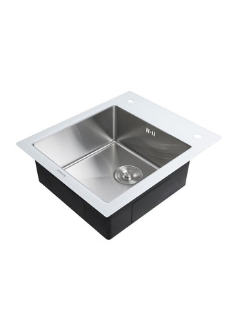 Кухонна мийка Handmade WHITE GLASS 600х510х200 Platinum (336934520)