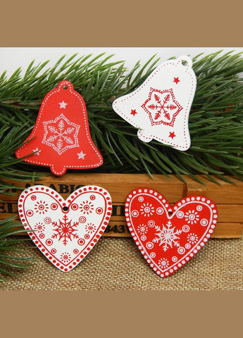 Украшение на елку «Колокольчик» с новогодним орнаментом, деревянная, 5 см, красный No Brand (341730933)