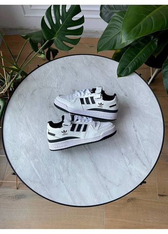 Белые демисезонные кроссовки мужские и женские adidas forum low white black | адидас форум низкие белые No Brand