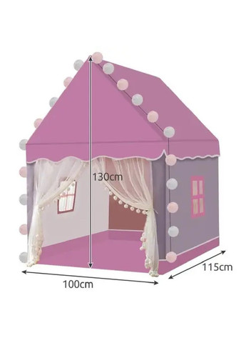 Детская игровая палатка шатер домик с гирляндой лампочками 20 штук для детей девочек 130х100х115 см (477140-Prob) Розовая Unbranded (294908248)