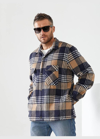 Пудрова зимня куртка-сорочка для чоловіків "для осені-весни - бездоганний вибір" b-305 xxl, пудровий Sofia