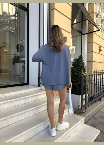 Жіночий літній легкий блакитний костюм костюмчик сорочка, шорти, шортики літо No Brand (333143134)