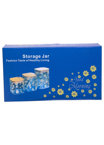 Банки для сыпучих продуктов набор 3 шт стеклянные с бамбуковыми крышками для хранения круп специи ProDobro (364192769)