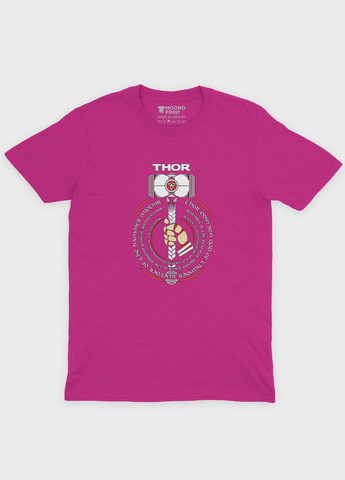 Розовая демисезонная футболка для мальчика с принтом супергероя - тор (ts001-1-fuxj-006-024-005-b) Modno