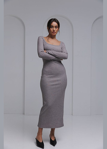 Бежева сукня з трикотажу в рубчик оливкова з квадратною горловиною Arjen