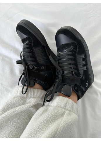 Чорні Зимовий кросівки чоловічі adidas forum black suede fur адідас форум No Brand