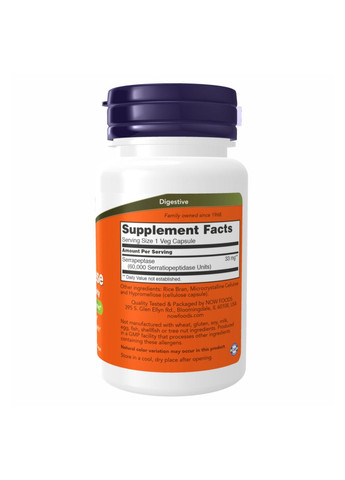 Serrapeptase 60,000 Units - 60 vcaps Now Foods (369397976)