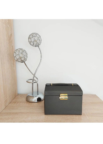 Шкатулка сатиновая для хранения бижутерии украшений с ключом зеркалом выдвижными ящичками 17,5×14×12 см (482111-Prob) Черная Unbranded (370456150)