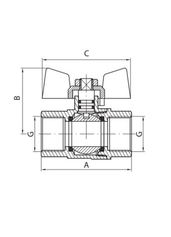 Кран кульовий KG.207 — 1/2" FF ГГБ (газ) (KR4958) KOER (315506032)