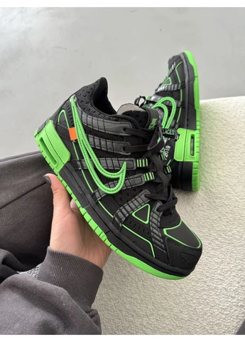 КРОССОВКИ ЖЕНСКИЕ NIKE OFF-WHITE X RUBBER DUNK BLACK / GREEN НАЙК ОФФ ВАЙТ No Brand серые демисезоны (367175714)