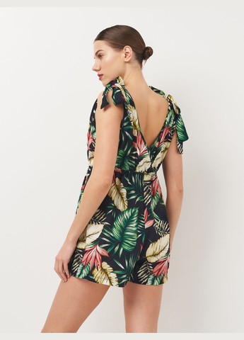 Комбинезон CUPSHE цветочный чёрный пляжный вискоза