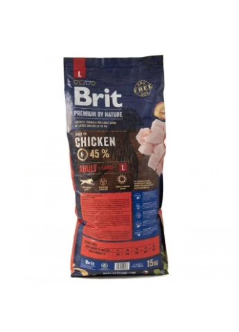 Корм сухой Dog Adult L для взрослых собак крупных пород весом 25-45 кг с курицей 15 кгLR Brit Premium (388399723)