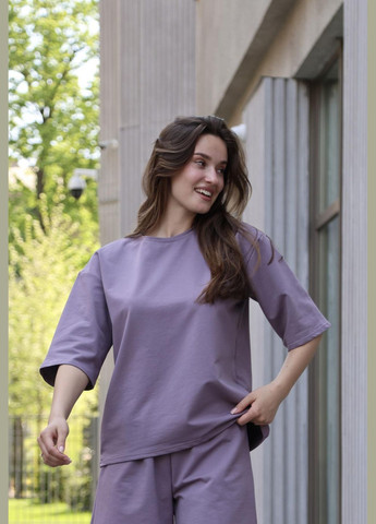 Комплект жіночий "Maya" футболка + шорти темно-фіолетові No Brand (331871031)