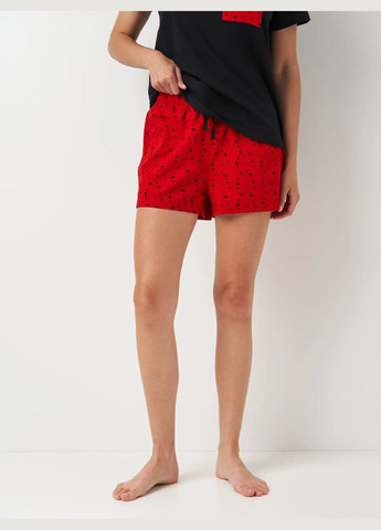 Черная всесезон пижамный комплект женский футболка + шорты Роза