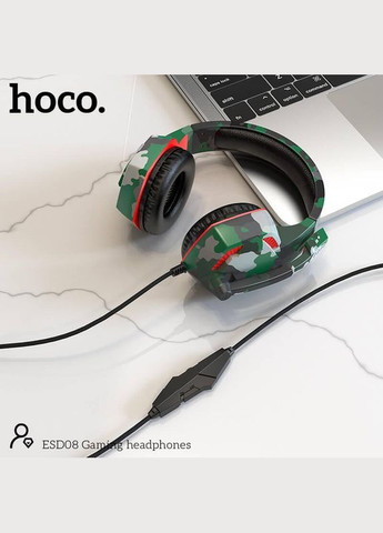 Наушники игровые проводные НОСО ESD08 Gaming headphones HiRes Camouflage-Green Hoco (282001327)